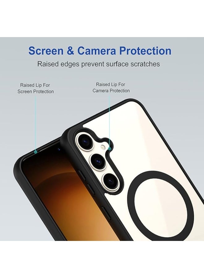 جراب مغناطيسي لهاتف سامسونج جالاكسي S25 FE، متوافق مع MagSafe، غطاء مقاوم للخدش والصدمات مصنوع من البولي كربونات غير اللامع الشفاف لهاتف سامسونج جالاكسي S25 FE، أسود - Image 3